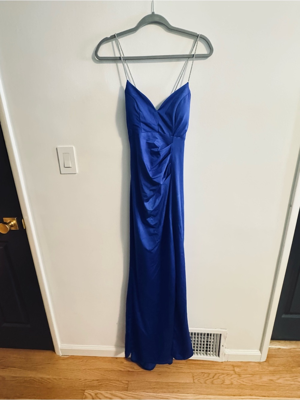 Crystal Doll Royal Blue Spaghetti-Strap Evening Gown